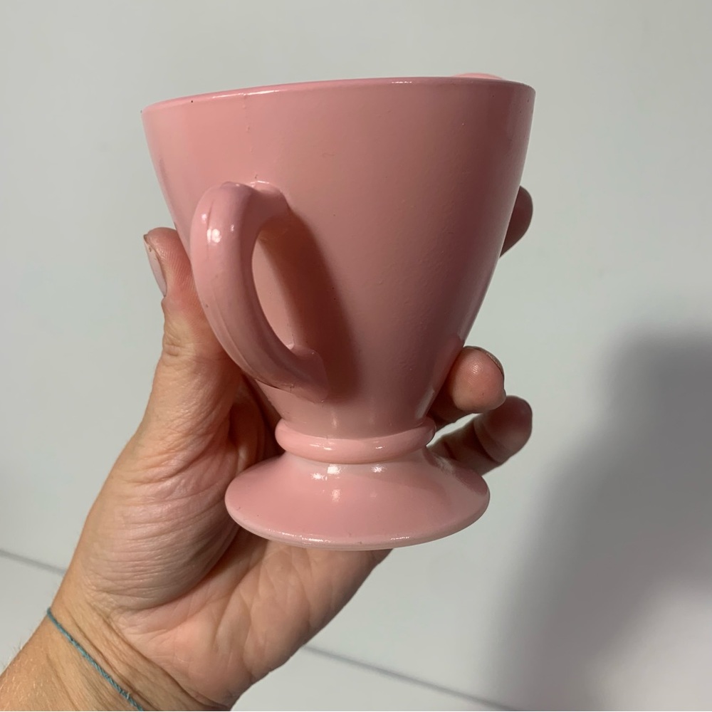 HAZEL-ATLAS Ovide Platonite Pink Cream & Sugar Set Vintage Pink Milk Glass - Picture 3 of 11